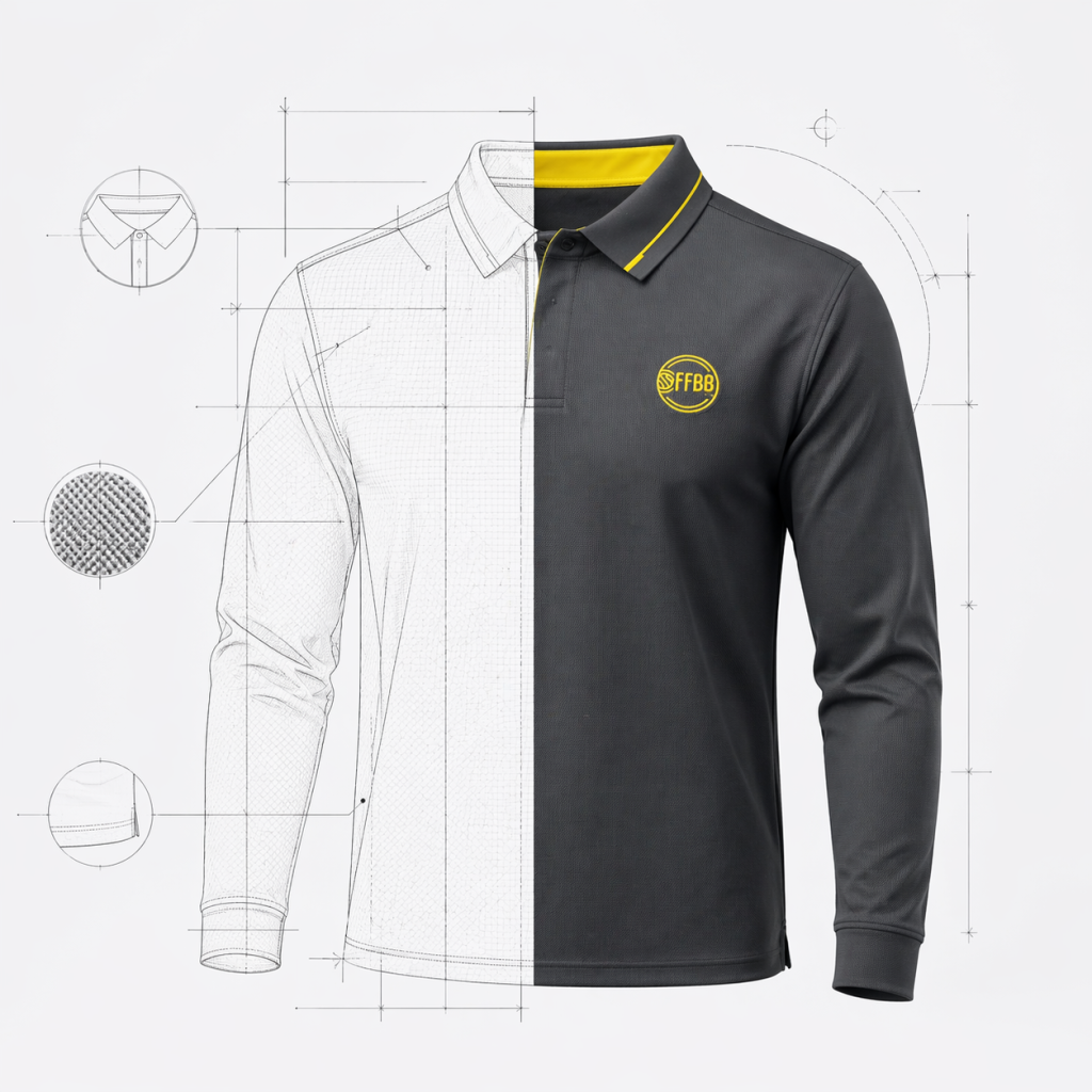 Polo manches longues FFBB - version grise